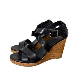 Cole Hann Black Wedge Sandals